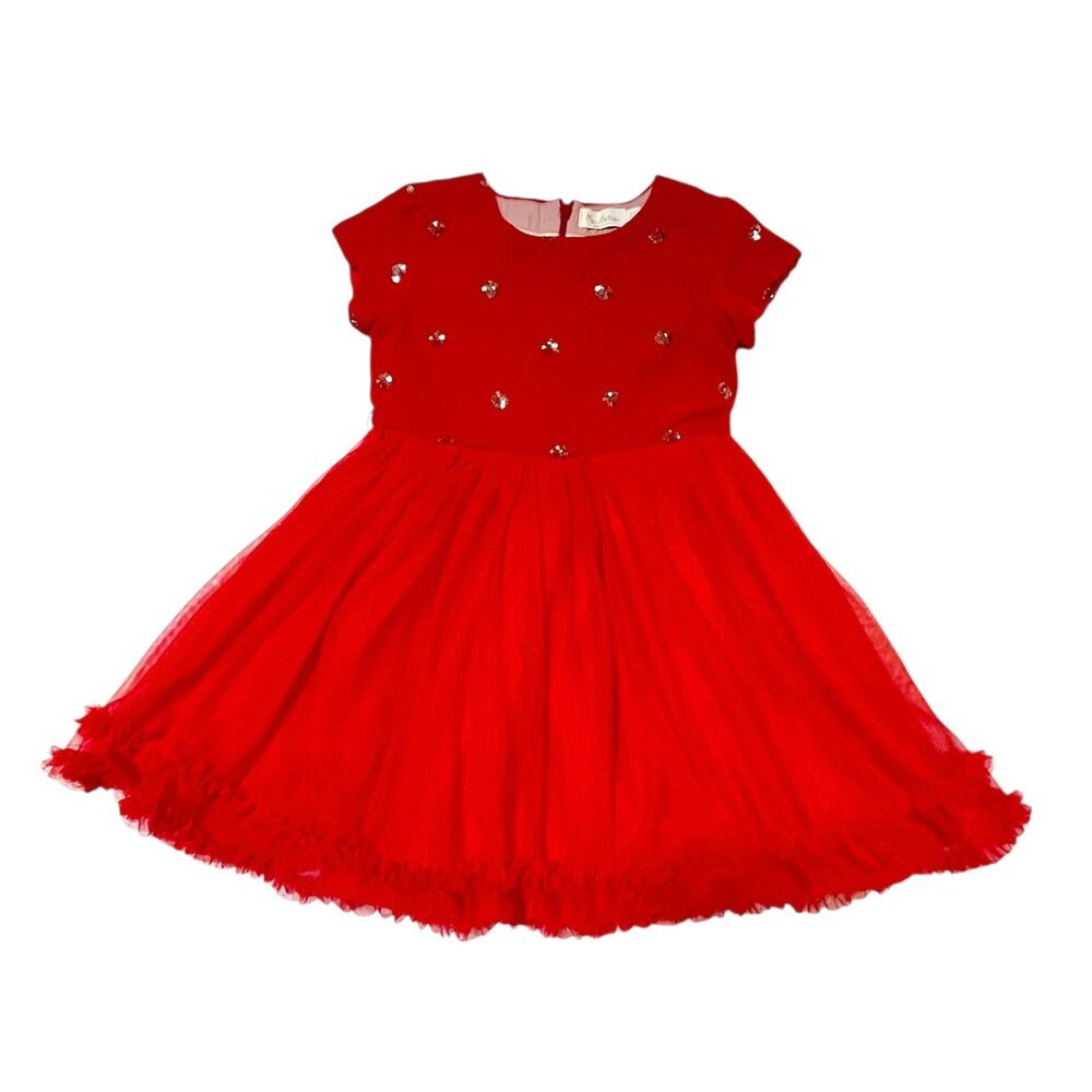 Mini Boden Red Velvet and Tulle Sequin Party Dress Size 5/6